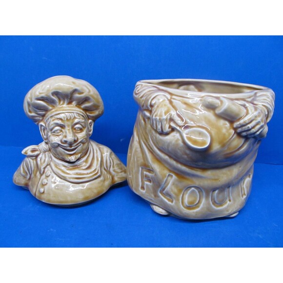 Sadler Vintage England 10" Ceramic Jolly Chef Flour Jar Canister - Picture 16 of 16